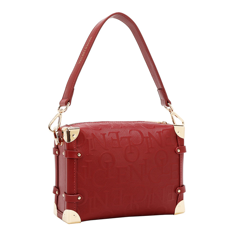 EMBOSSED ELEGANCE SQUARE SHOULDER BAG