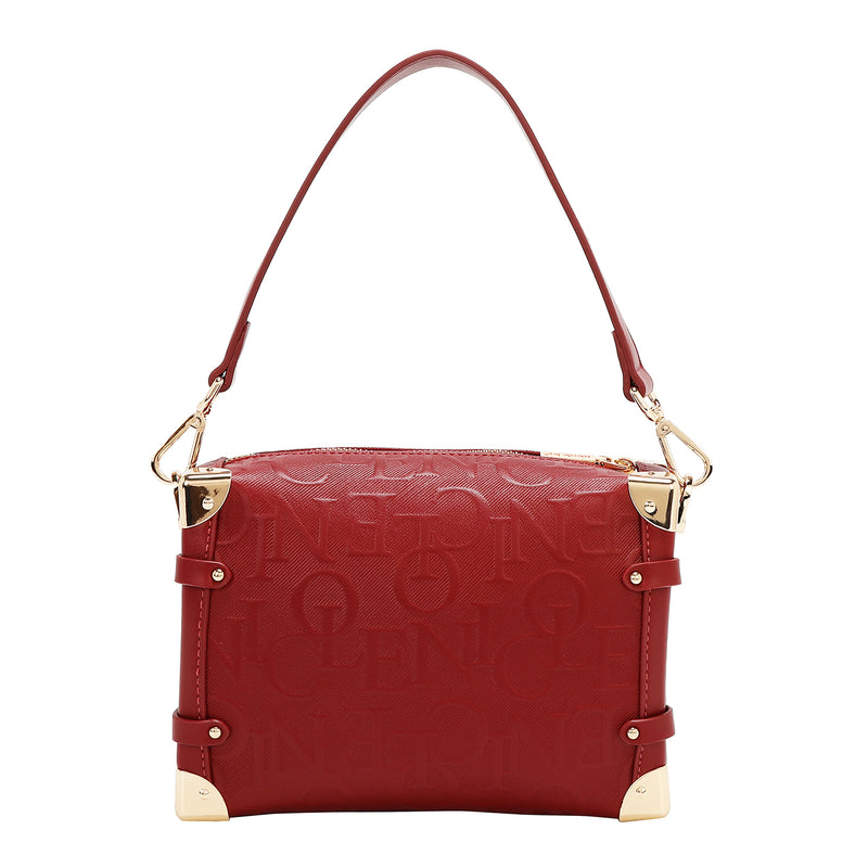 EMBOSSED ELEGANCE SQUARE SHOULDER BAG