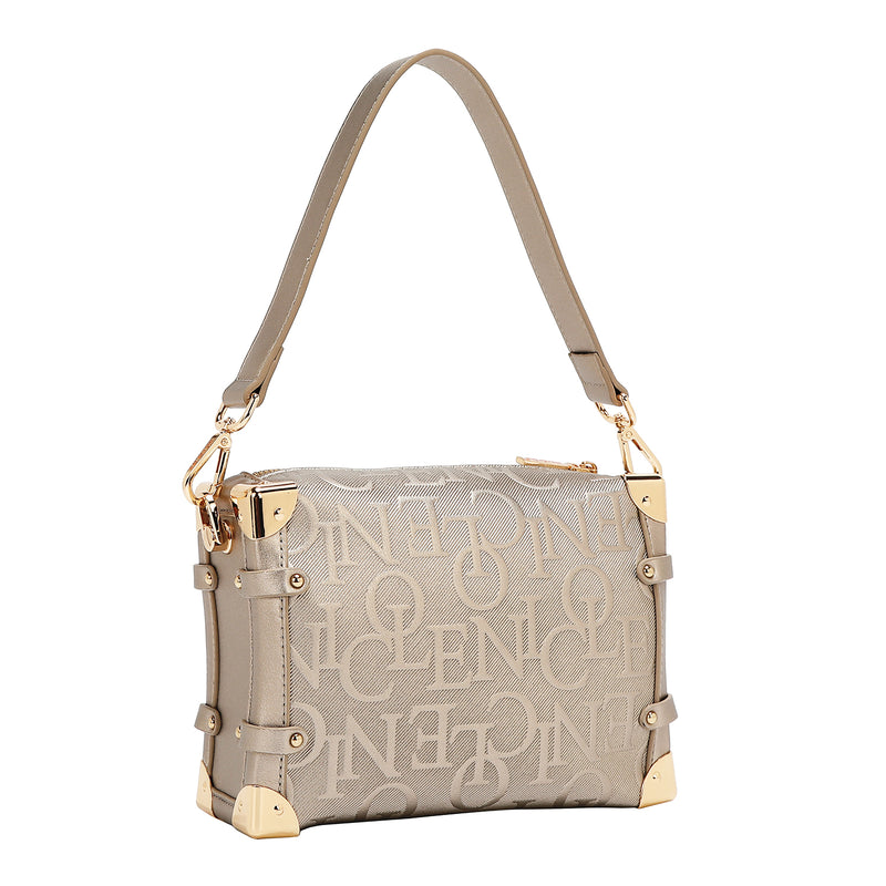 EMBOSSED ELEGANCE SQUARE SHOULDER BAG