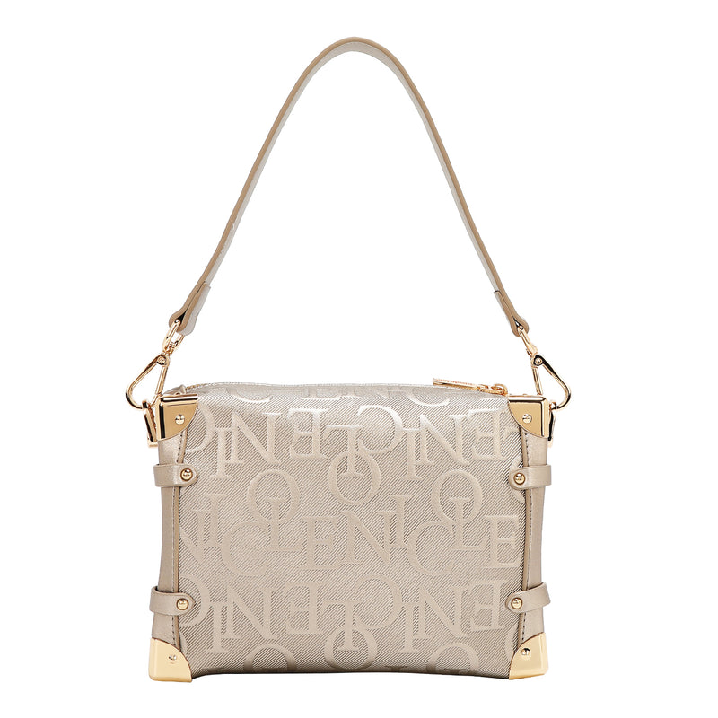EMBOSSED ELEGANCE SQUARE SHOULDER BAG