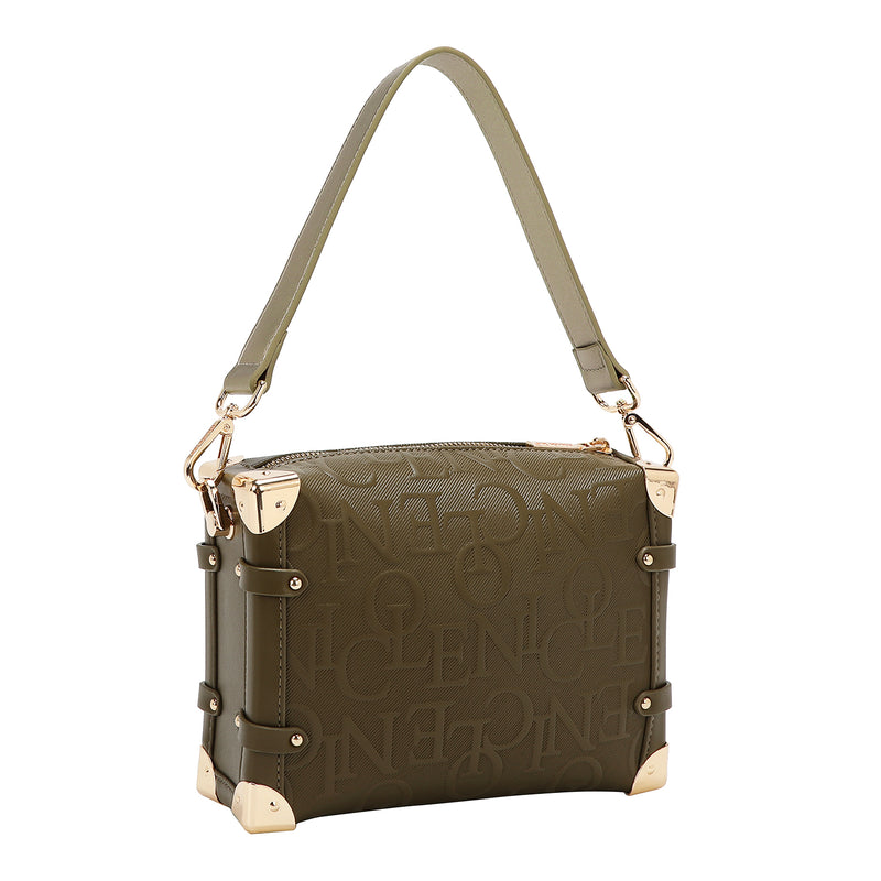 EMBOSSED ELEGANCE SQUARE SHOULDER BAG