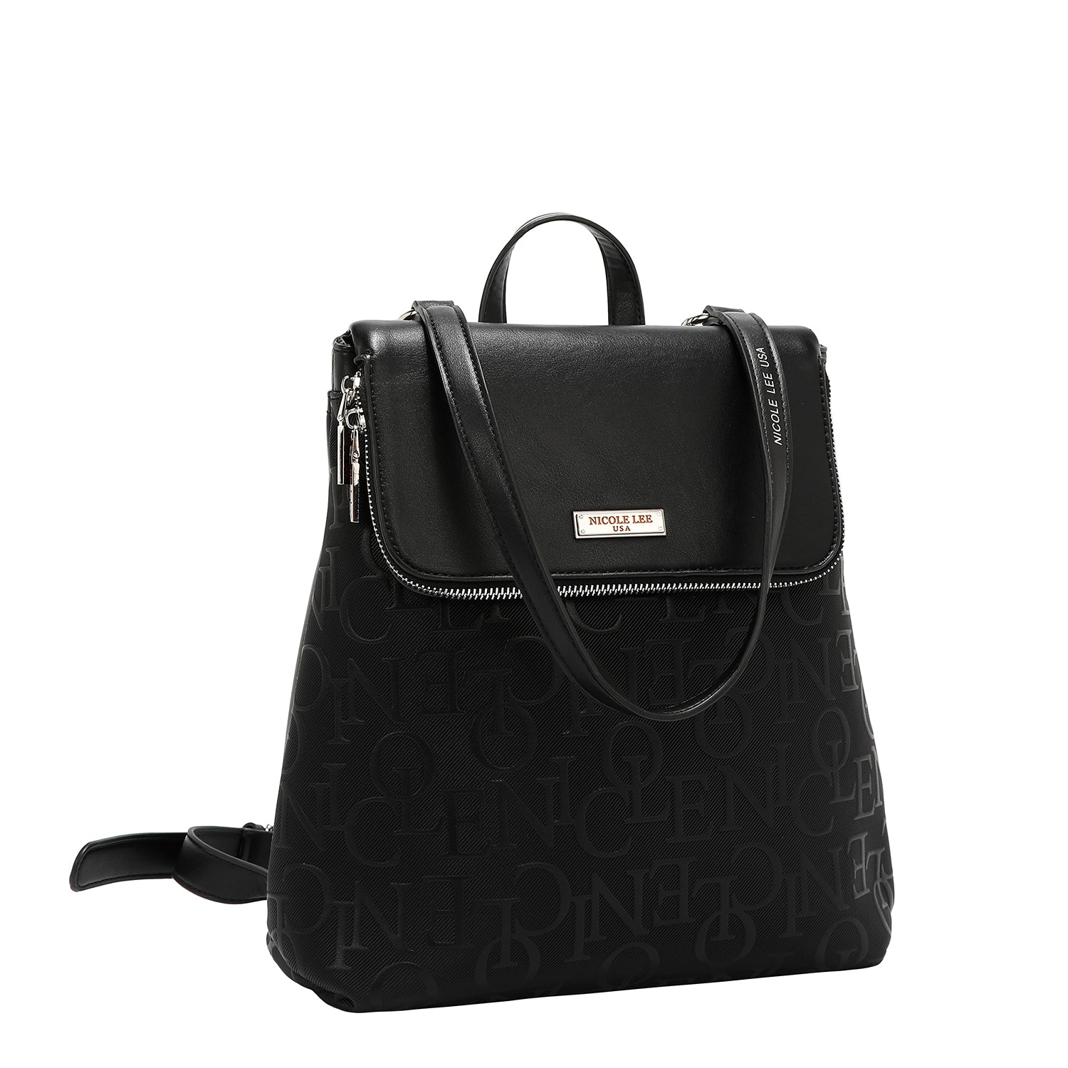 EMBOSSED ELEGANCE CONVERTIBLE FLAP BACKPACK / SHOULDER BAG