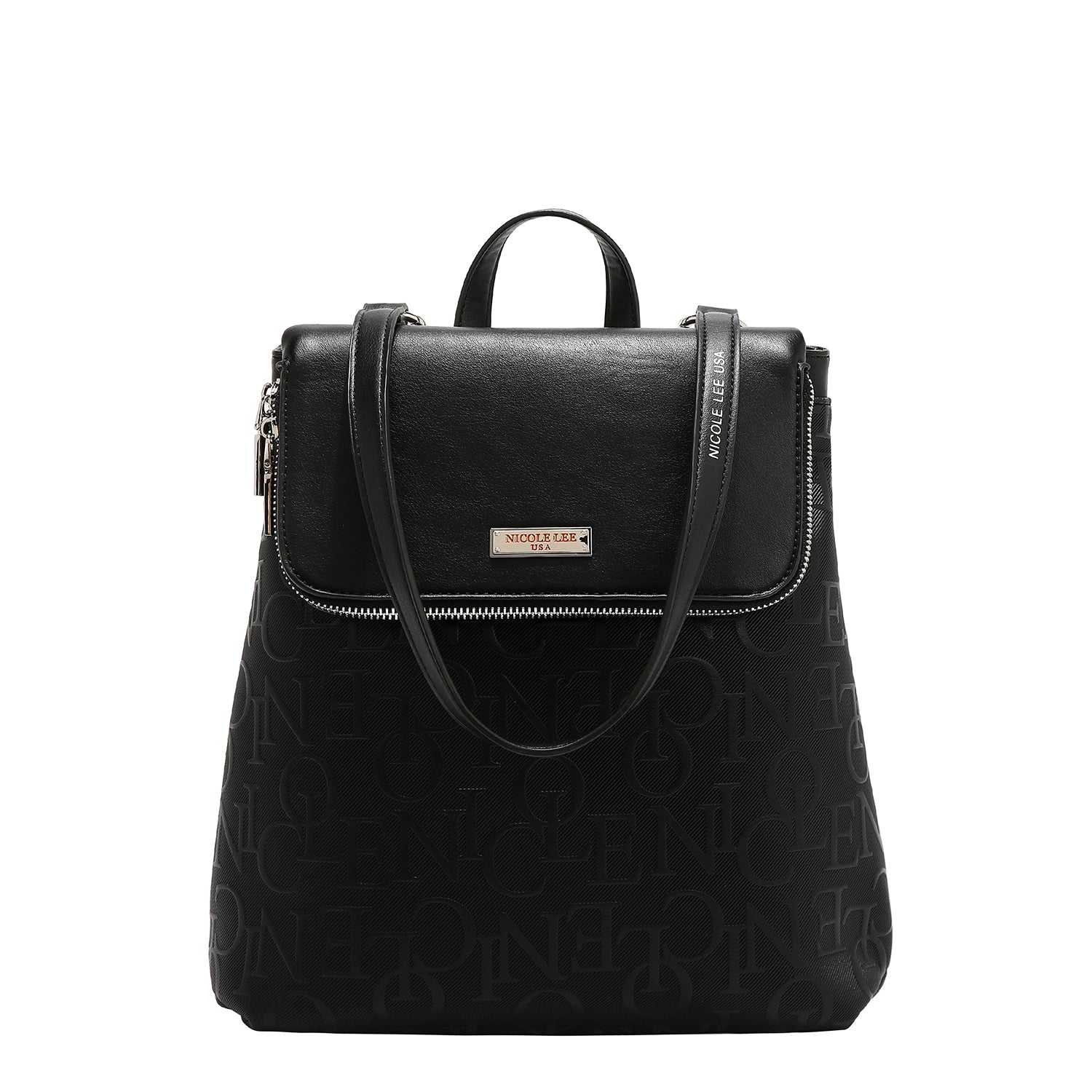 EMBOSSED ELEGANCE CONVERTIBLE FLAP BACKPACK / SHOULDER BAG