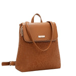 EMBOSSED ELEGANCE CONVERTIBLE FLAP BACKPACK / SHOULDER BAG