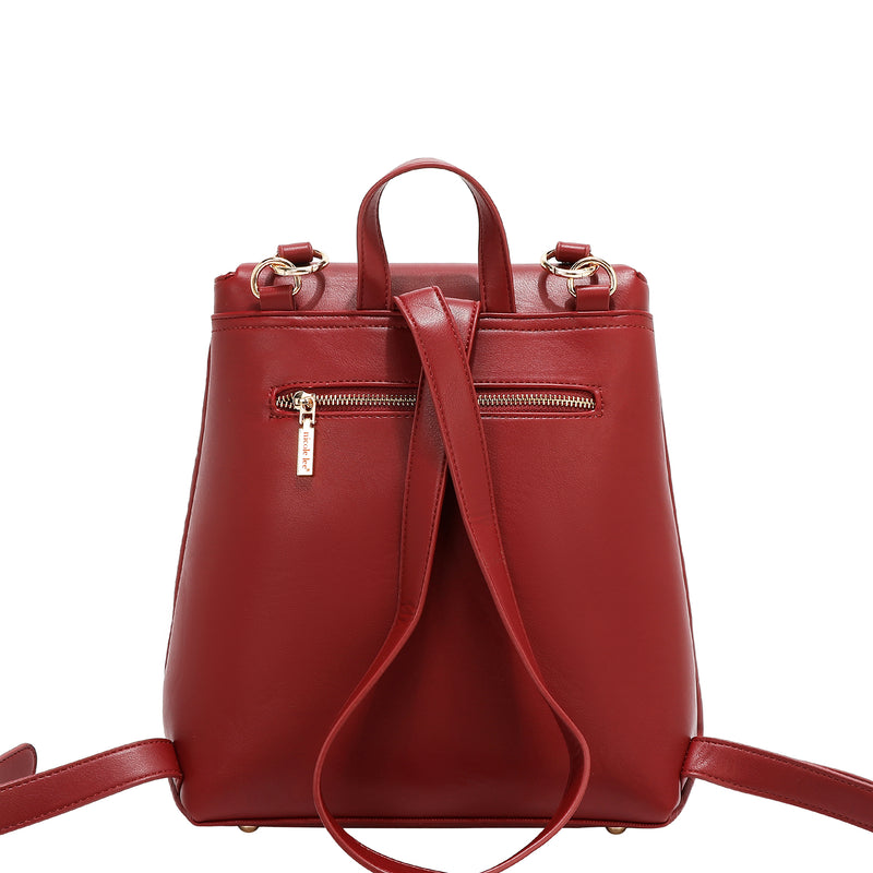 EMBOSSED ELEGANCE CONVERTIBLE FLAP BACKPACK / SHOULDER BAG