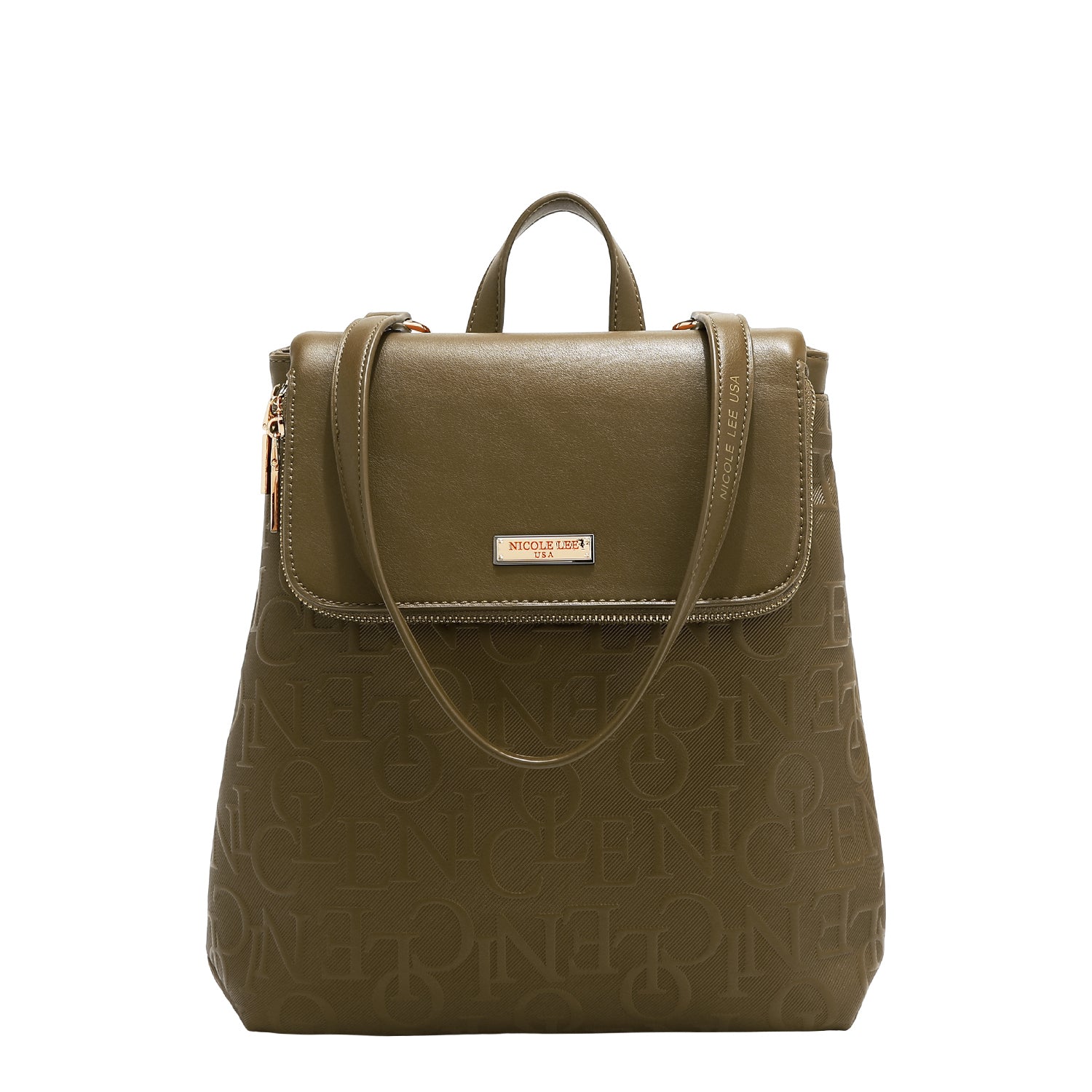 EMBOSSED ELEGANCE CONVERTIBLE FLAP BACKPACK / SHOULDER BAG