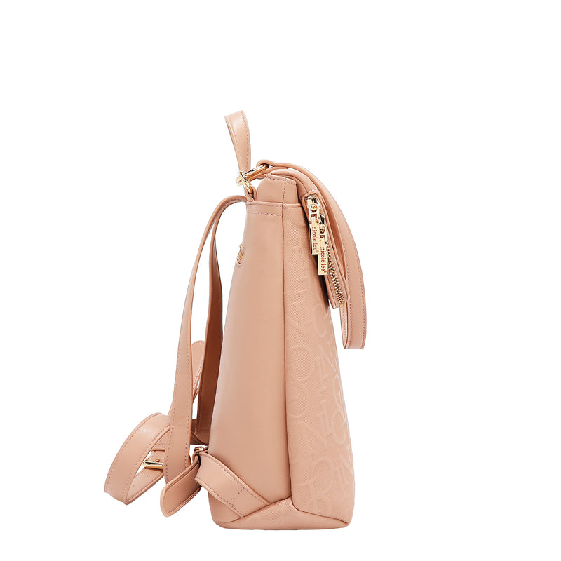 EMBOSSED ELEGANCE CONVERTIBLE FLAP BACKPACK / SHOULDER BAG