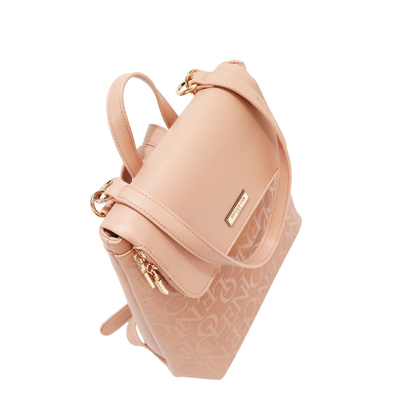 EMBOSSED ELEGANCE CONVERTIBLE FLAP BACKPACK / SHOULDER BAG