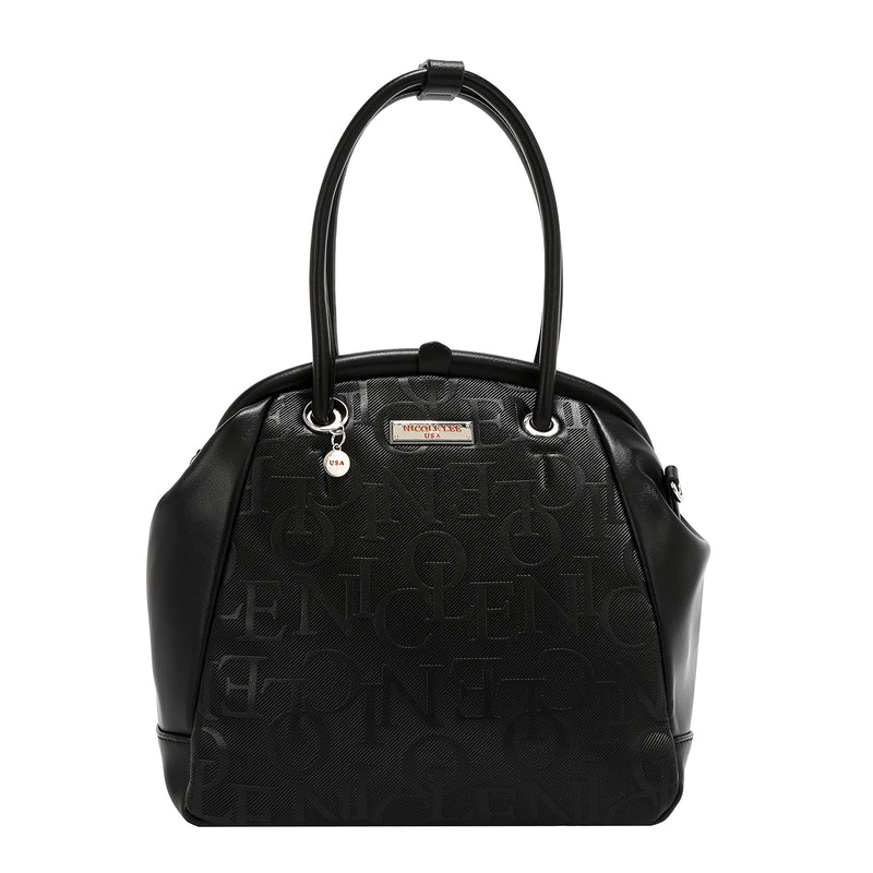 EMBOSSED ELEGANCE FRAME SHOULDER BAG