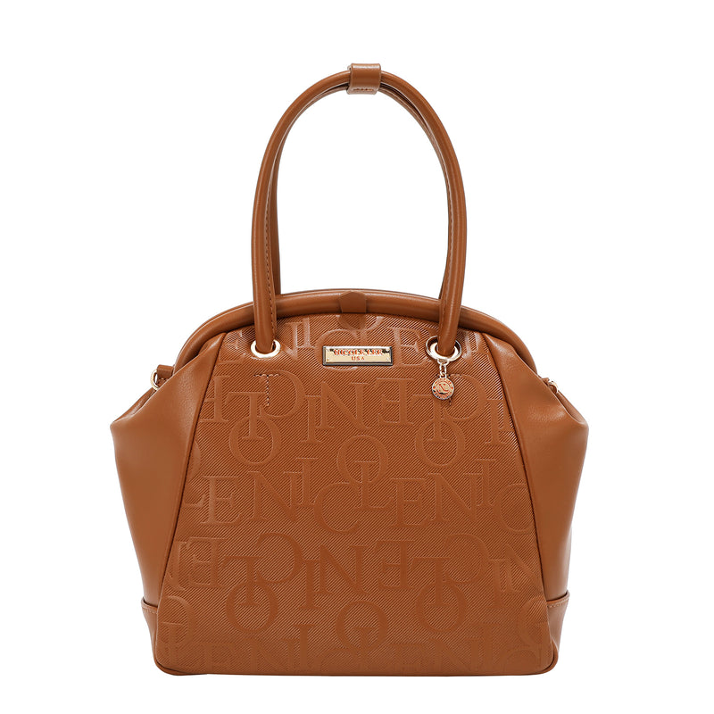 EMBOSSED ELEGANCE FRAME SHOULDER BAG