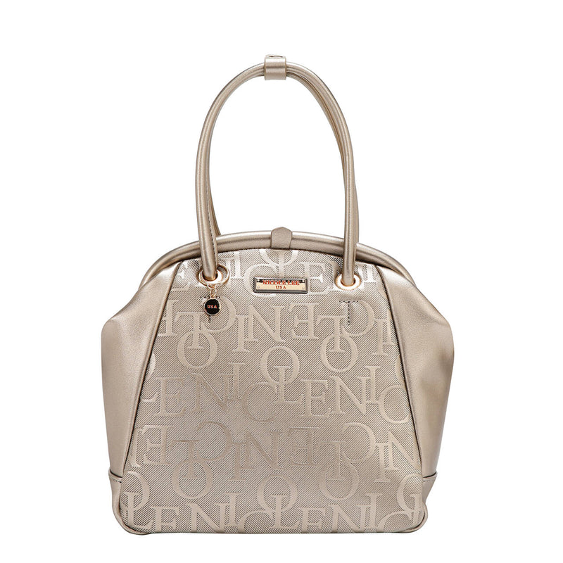 EMBOSSED ELEGANCE FRAME SHOULDER BAG