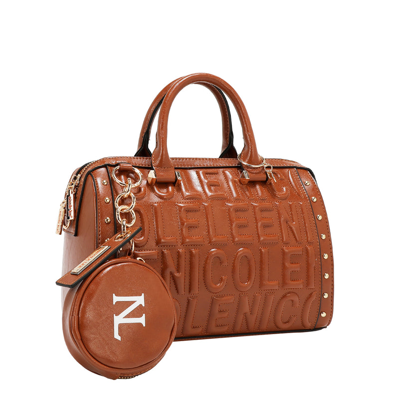 Embossed Logo Boston Bag Combines Roomy Practicality with a Bold