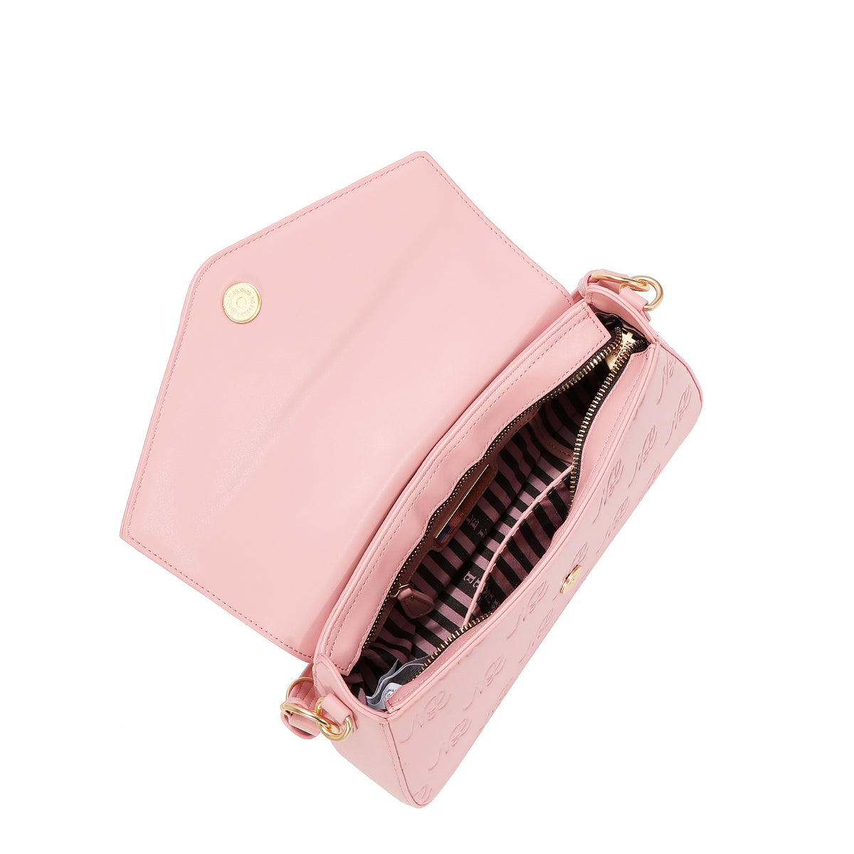 EMBOSSED NL CURVE FLAP SHOULDER BAG