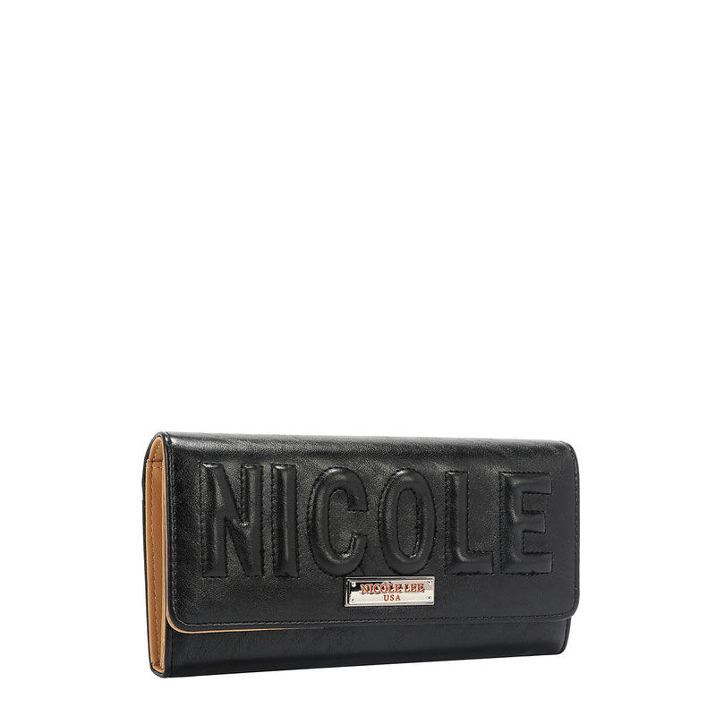 EMBOSSED LOGO TRIFOLD WALLET