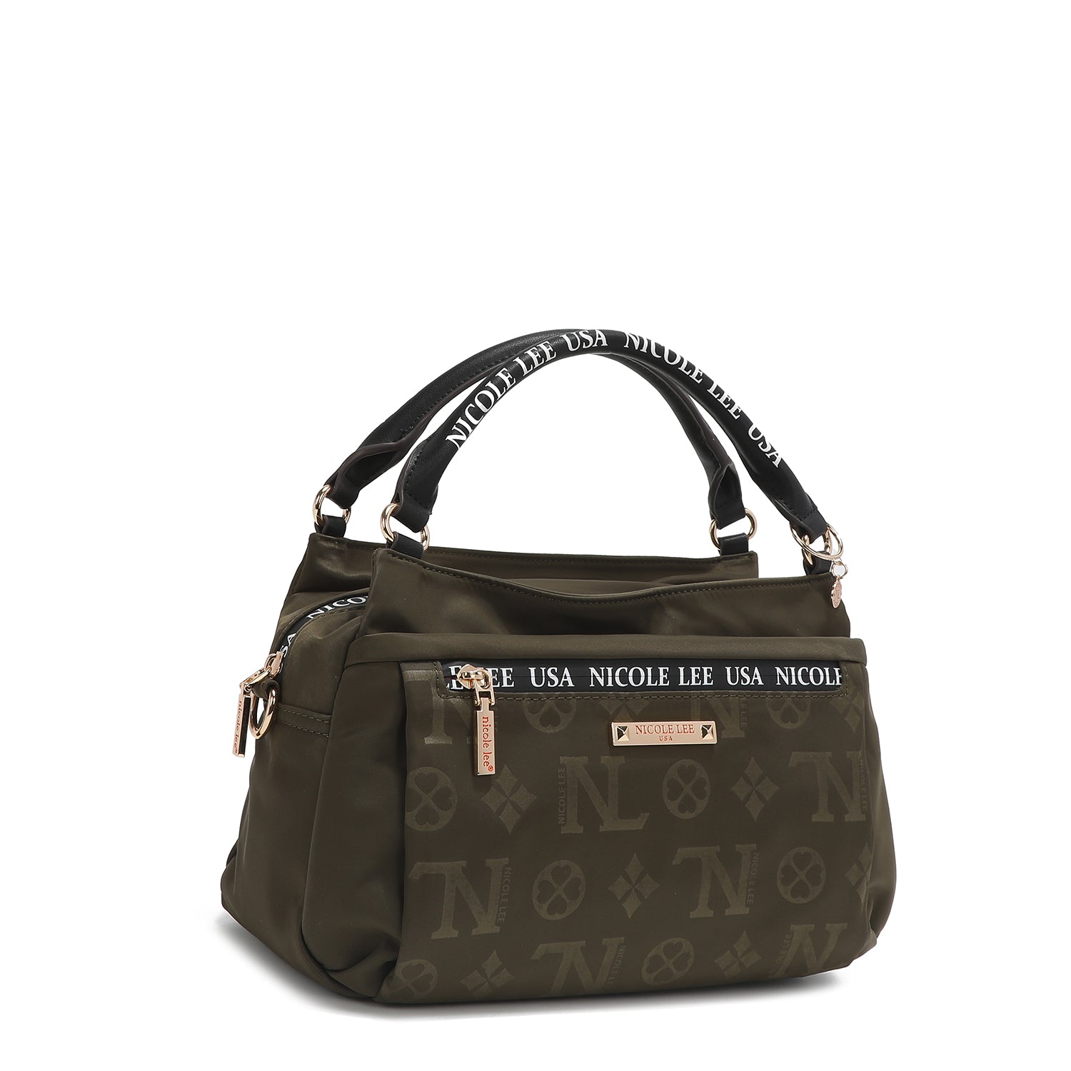 Keysha Nylon Designer Monogram Handbag, Multiple Pockets