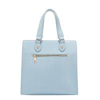 Back View of the Floral Pop Tote Bag in color  Blue