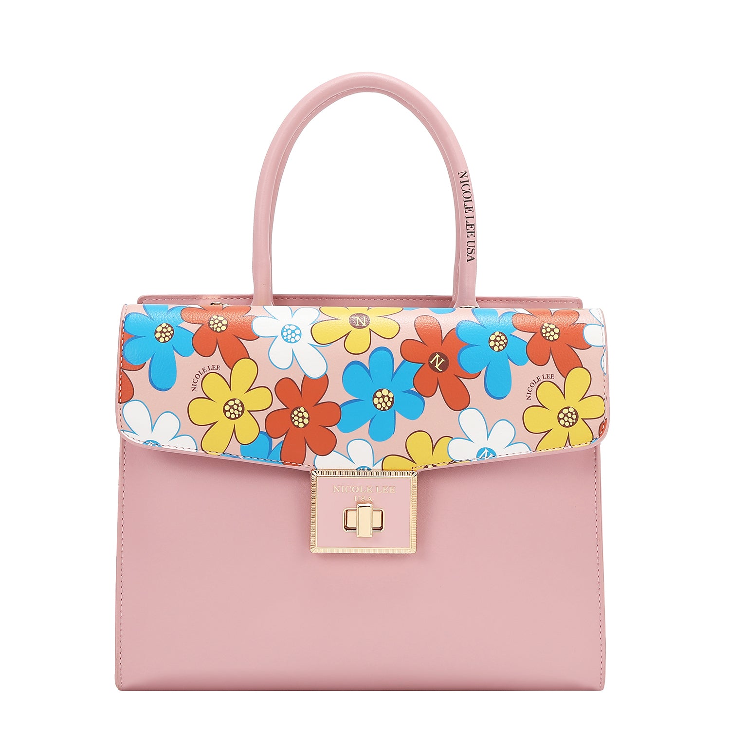 Floral Pop Satchel Bag with Solid Polyester Lining. – Nicole Lee