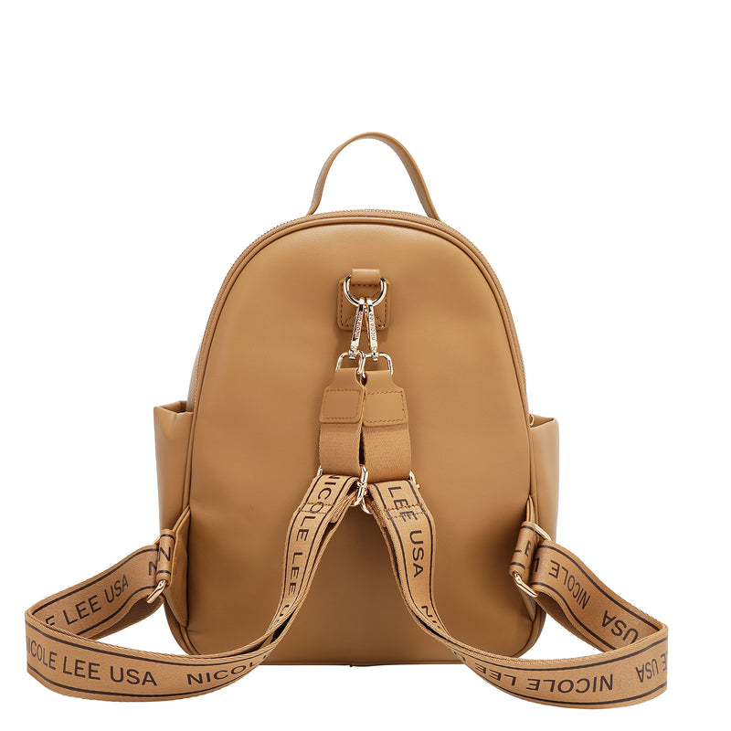 Nicole Lee Beige & Brown Floral Romance Backpack with Pouch Large Laptop Backpack with USB Charging Port, Protective  main image 3