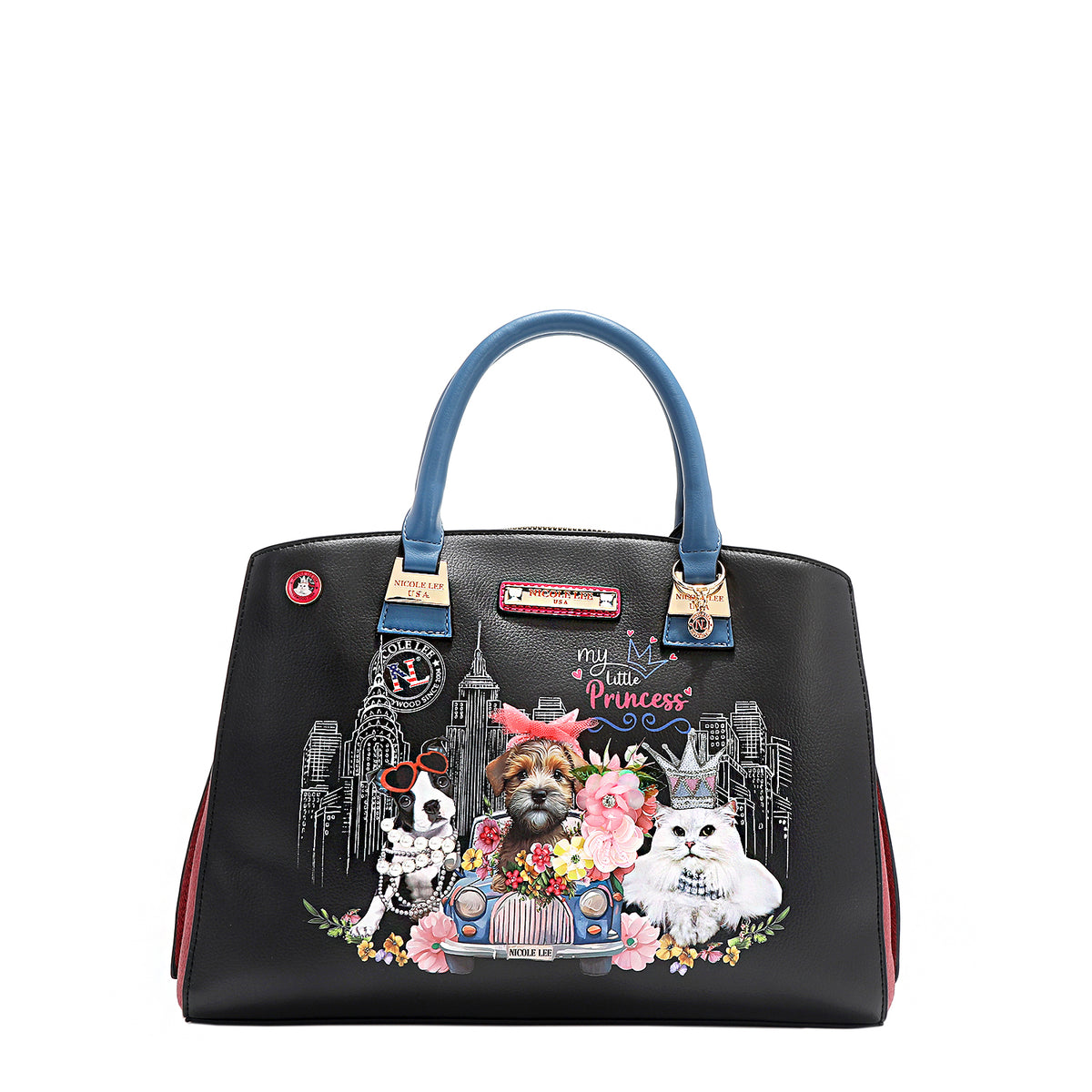 Family Yearbook Satchel Handbag with Embellishments, and Vegan 