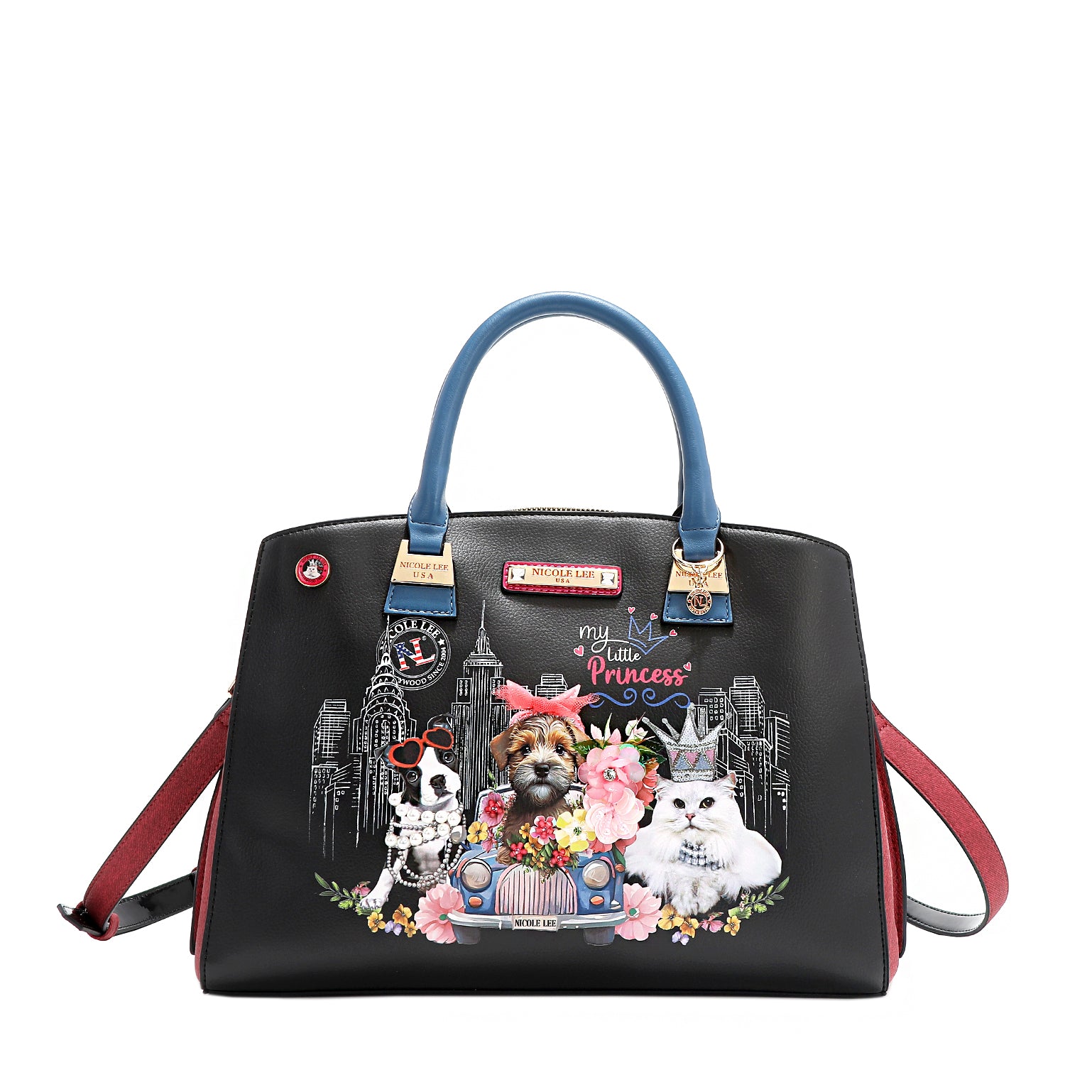 Family Yearbook Satchel Handbag with Embellishments, and Vegan Family Yearbook Satchel Handbag with Embellishments, and Vegan