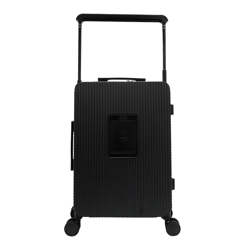 Back view of our Carry on Suitcase in color black.