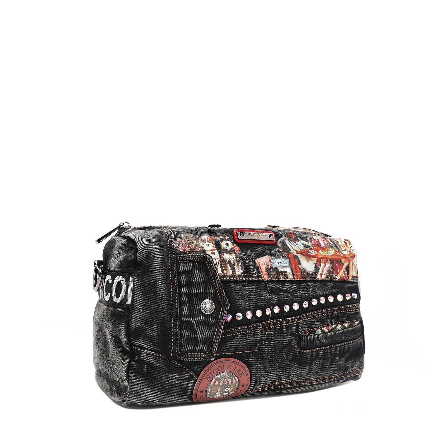 Denim Sisters Secret Handbag, Iridescent Rhinestone Embellishments