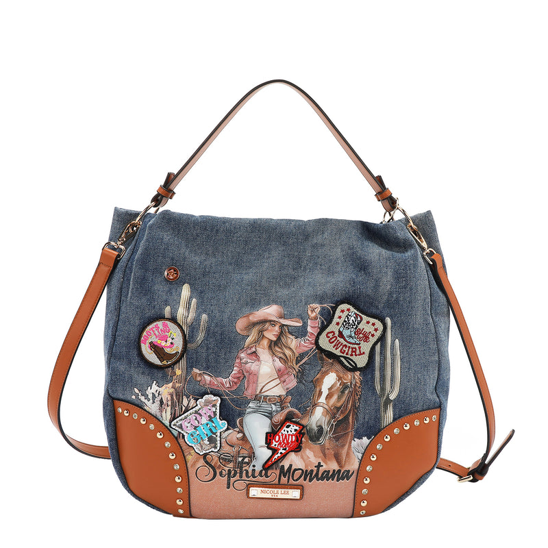 SOFIA MONTANA DENIM HOBO BAG