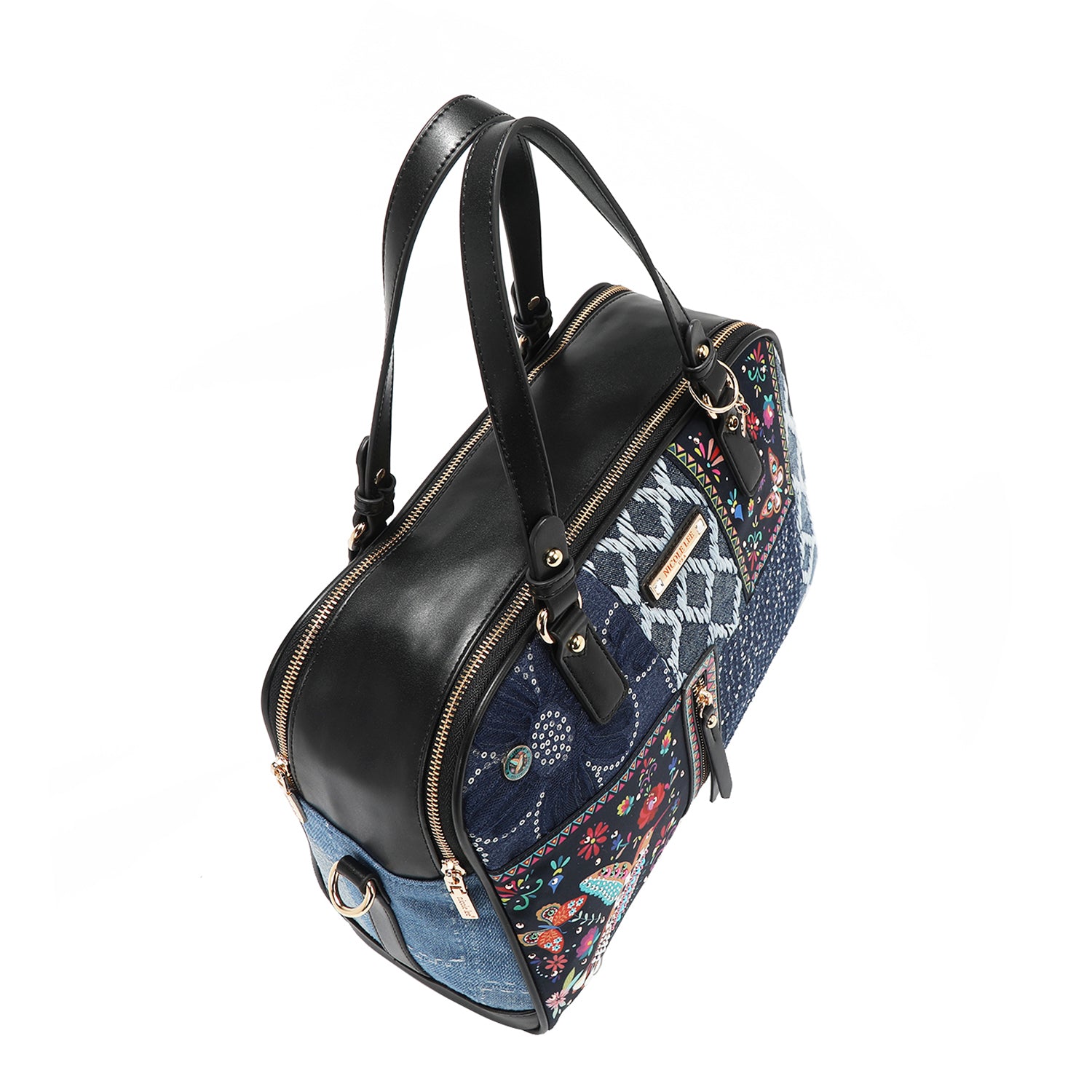 Bosque de Amor Denim Satchel Bag with Embellishments that Combines