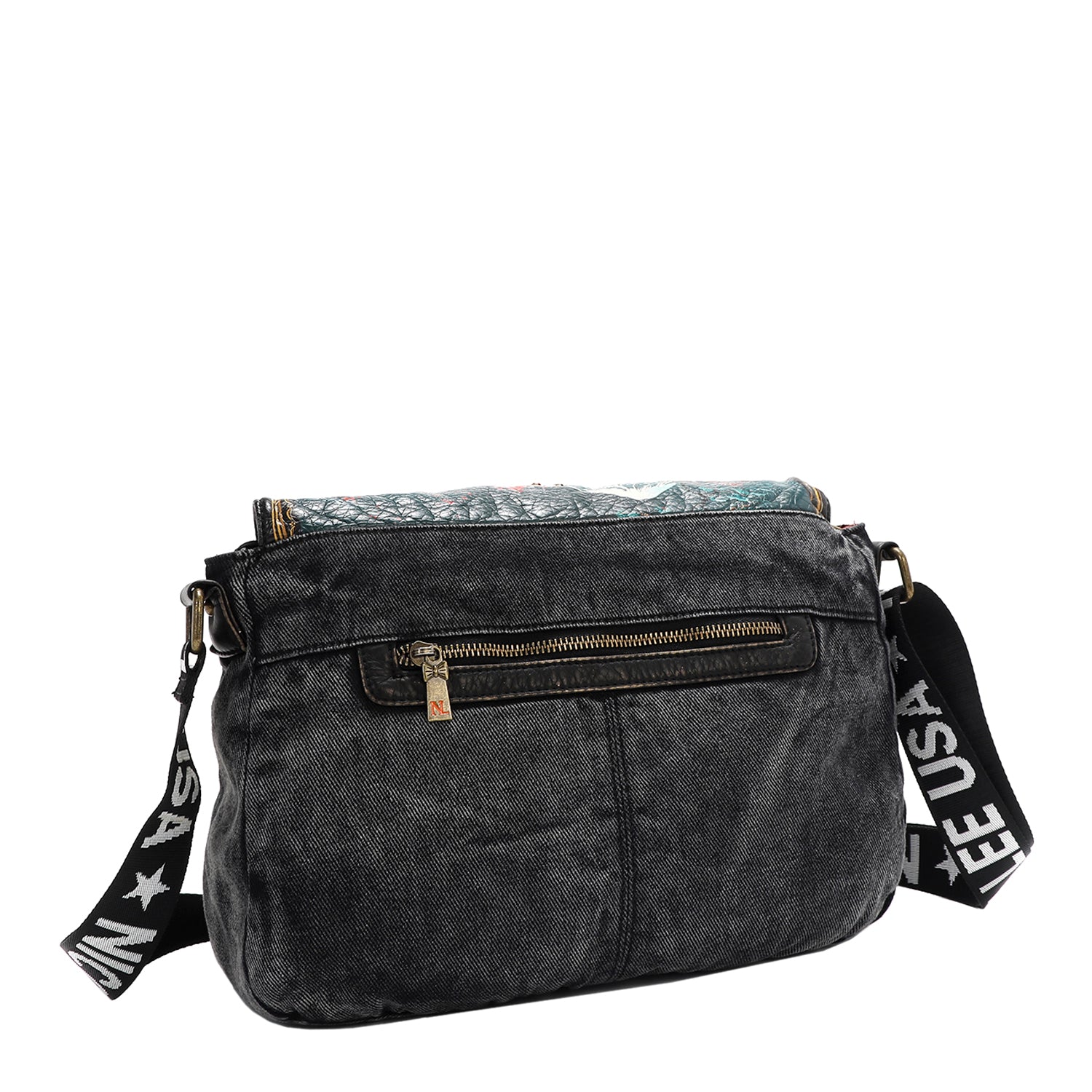 AKIKO LA BELLEZA DENIM FLAP BAG