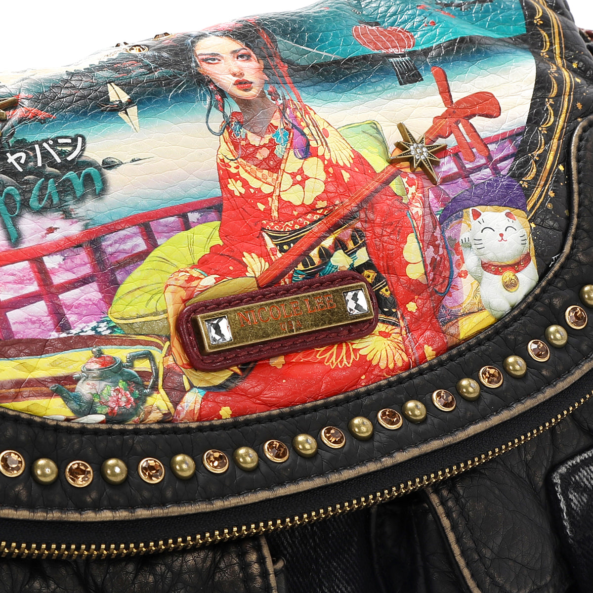 AKIKO LA BELLEZA DENIM FLAP BAG