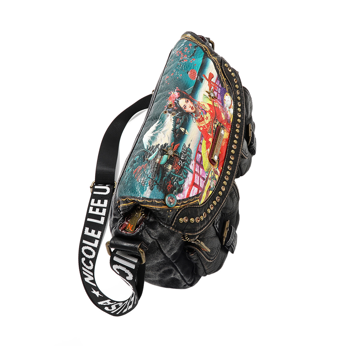 AKIKO LA BELLEZA DENIM FLAP BAG