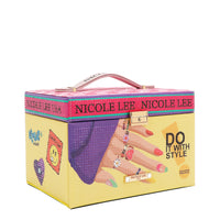 FRONT LARGE JEWELRY BOX WITH TOP HANDLE RHINESTONE ALL AROUND WITH OUR  NICOLE LEE NAIL POLISH DESING.