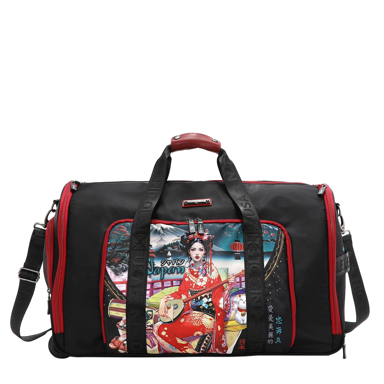 Rolling Duffel Bag, Foldable/Collapsible with Front Zip