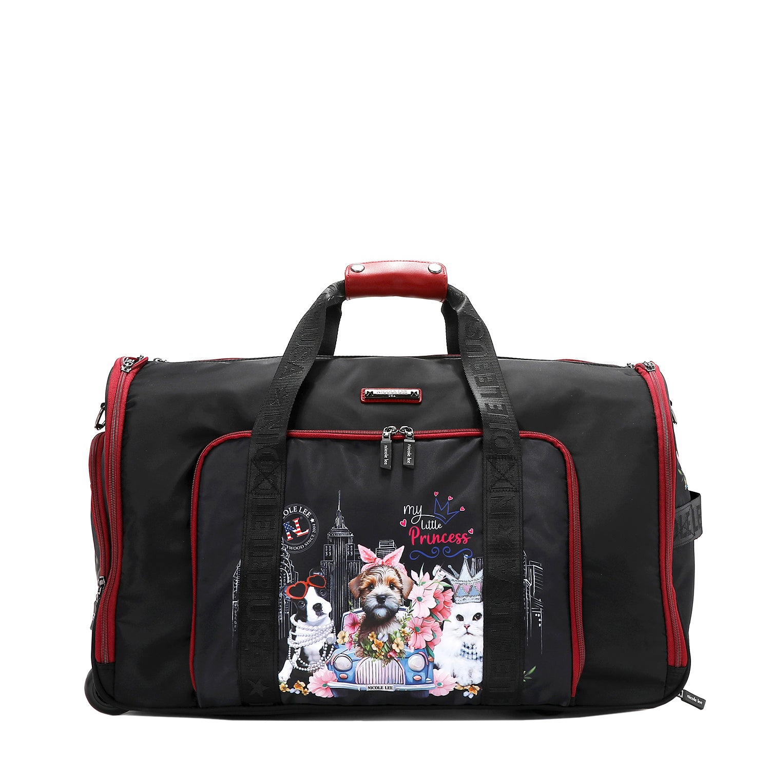 Rolling Duffel Bag, Foldable/Collapsible with Front Zip