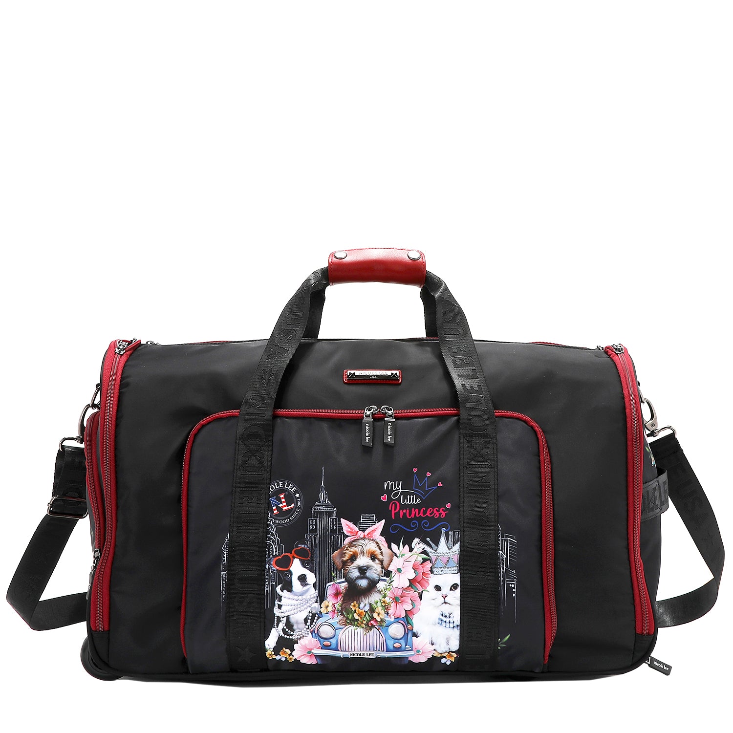 Rolling Duffel Bag, Foldable/Collapsible with Front Zip
