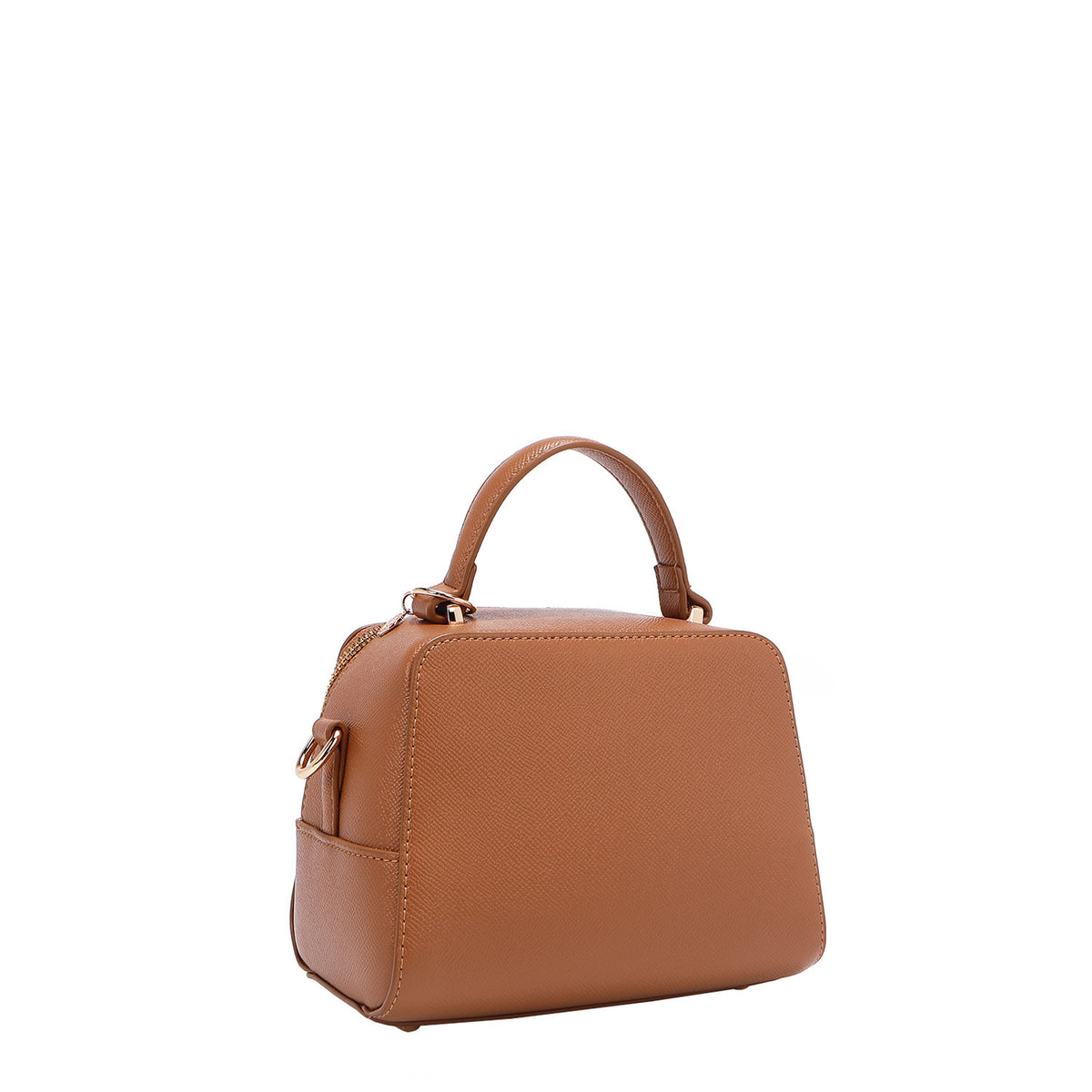 BACK OF OUR GRACIE MINI HANDBAG MADE WITH VEGAN LEATHER EXTERIOR.