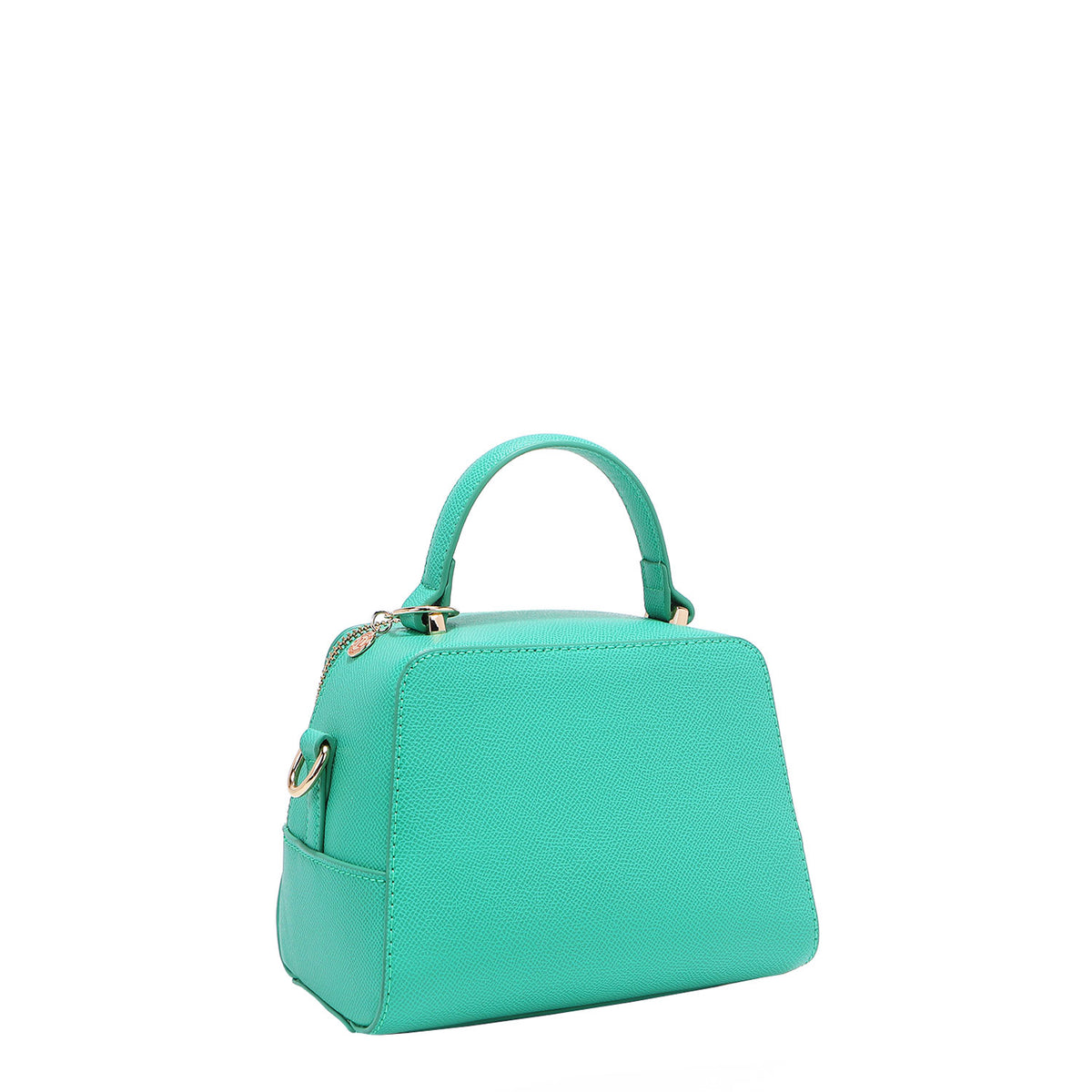 BACK OF OUR GRACIE MINI HANDBAG MADE WITH VEGAN LEATHER EXTERIOR.