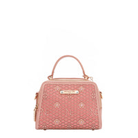 OUR MINI HANDBAG WITH LACER-CUT AND RHINESTONES DETAILS IN COLOR PINK.