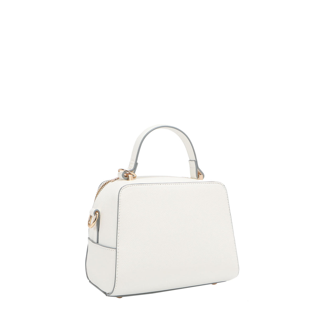 BACK OF OUR GRACIE MINI HANDBAG MADE WITH VEGAN LEATHER EXTERIOR.