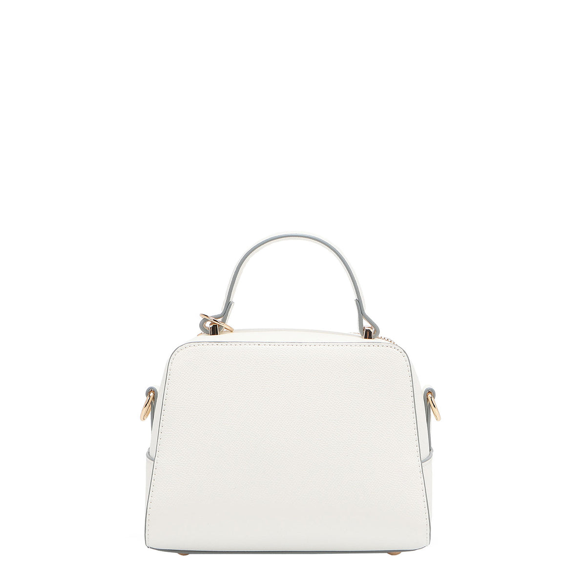 BACK OF OUR GRACIE MINI HANDBAG MADE WITH VEGAN LEATHER EXTERIOR.