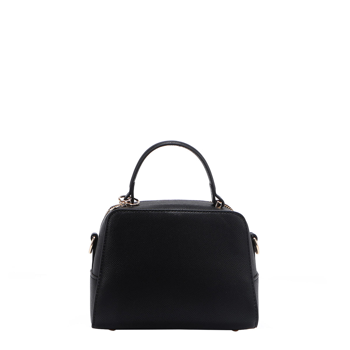 BACK OF OUR GRACIE MINI HANDBAG MADE WITH VEGAN LEATHER EXTERIOR.