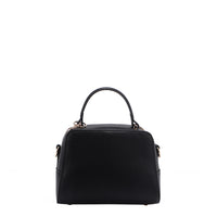 BACK OF OUR GRACIE MINI HANDBAG MADE WITH VEGAN LEATHER EXTERIOR.