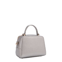 BACK OF OUR GRACIE MINI HANDBAG MADE WITH VEGAN LEATHER EXTERIOR.