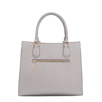 BACK OF OUR GRACIE STRUCTURED TOTE MADE WITH VEGAN LEATHER EXTERIOR.