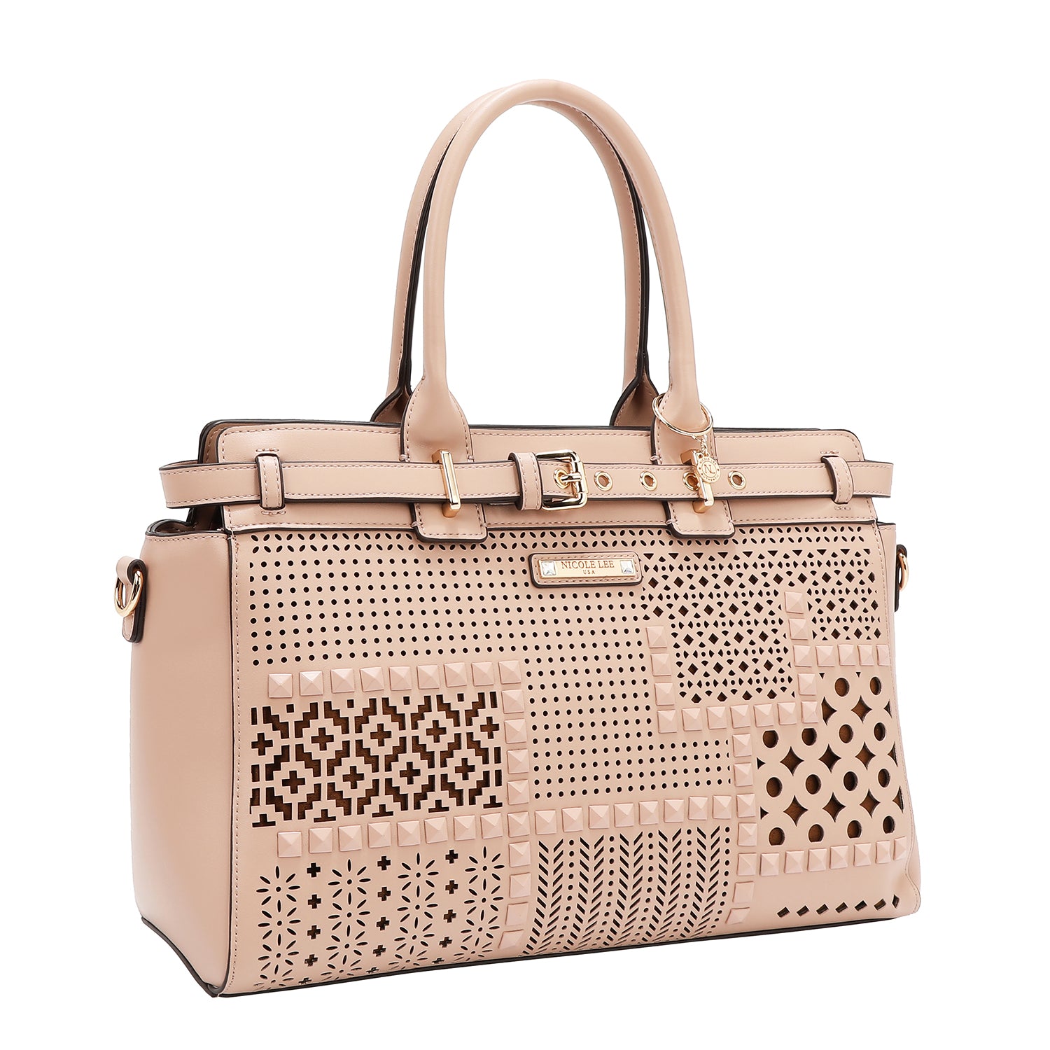 GEOMETRIC CUTOUT SATCHEL BAG