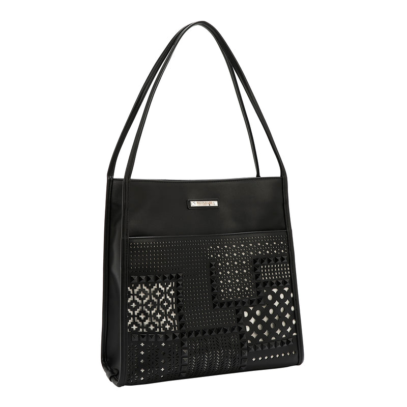GEOMETRIC CUTOUT 2 PIECE TOTE BAG