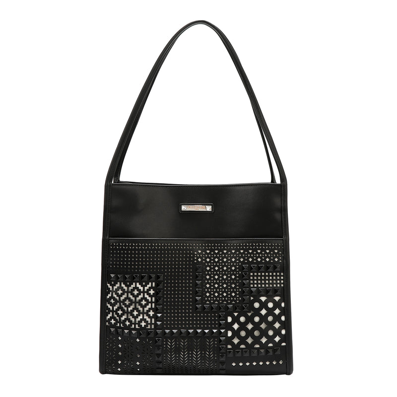 GEOMETRIC CUTOUT 2 PIECE TOTE BAG