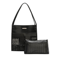 GEOMETRIC CUTOUT 2 PIECE TOTE BAG