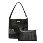 GEOMETRIC CUTOUT 2 PIECE TOTE BAG