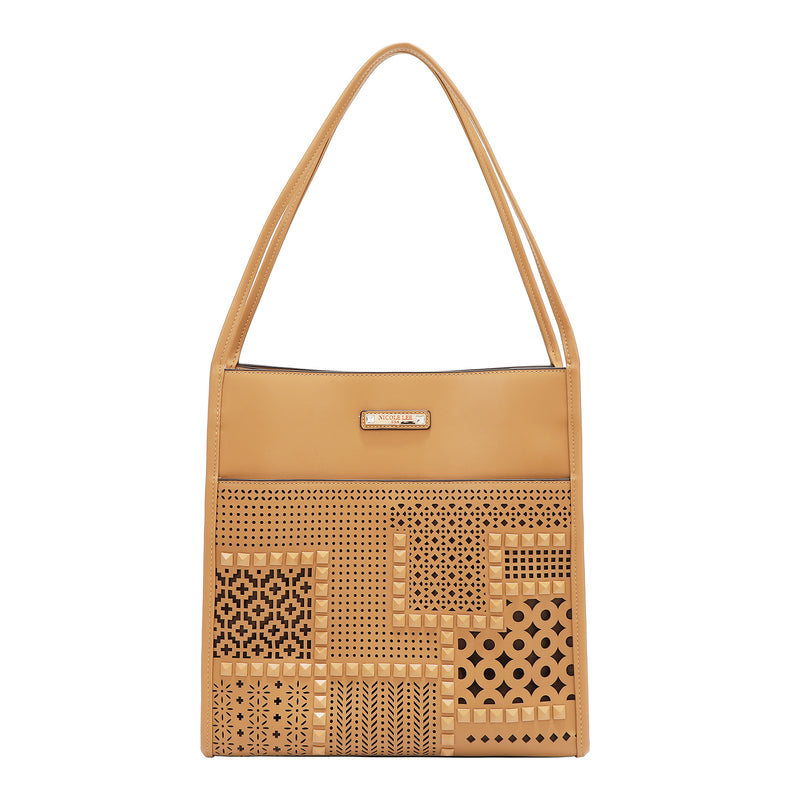 GEOMETRIC CUTOUT 2 PIECE TOTE BAG